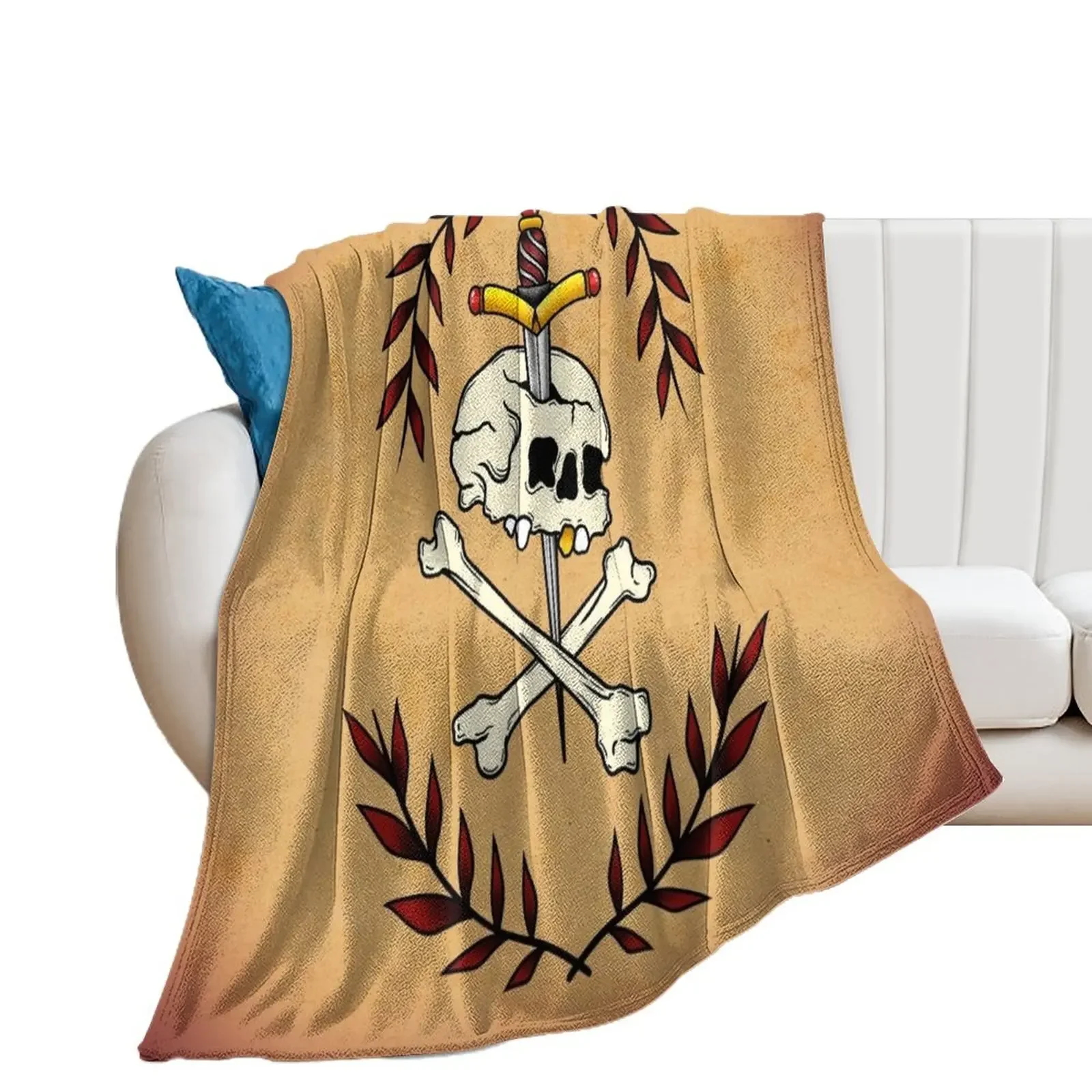 Skull & Dagger Throw Blanket sofa bed Hairys Retros Blankets