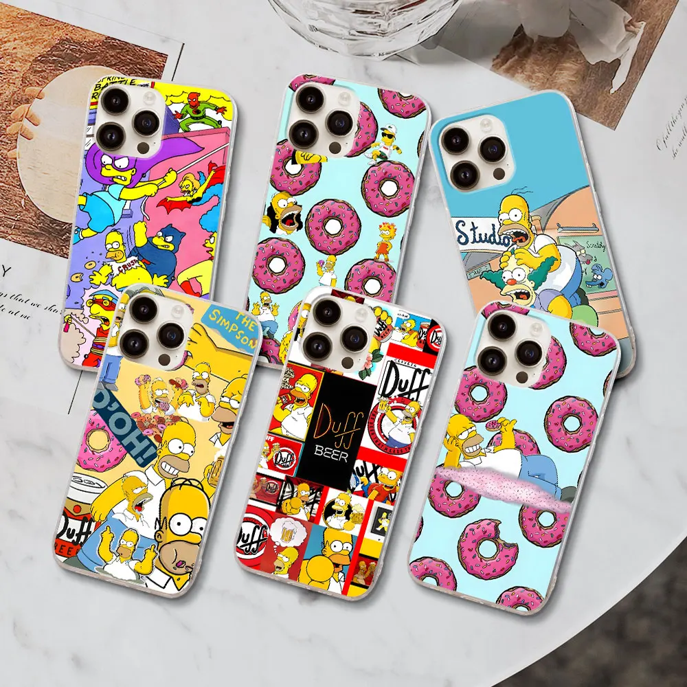 Homer Jay The Simpsons Case for Apple iPhone 11 15 Plus 13 12 Mini 7 8 X XS XR 14 Pro Max TPU Transparent Soft Phone Cover Shell