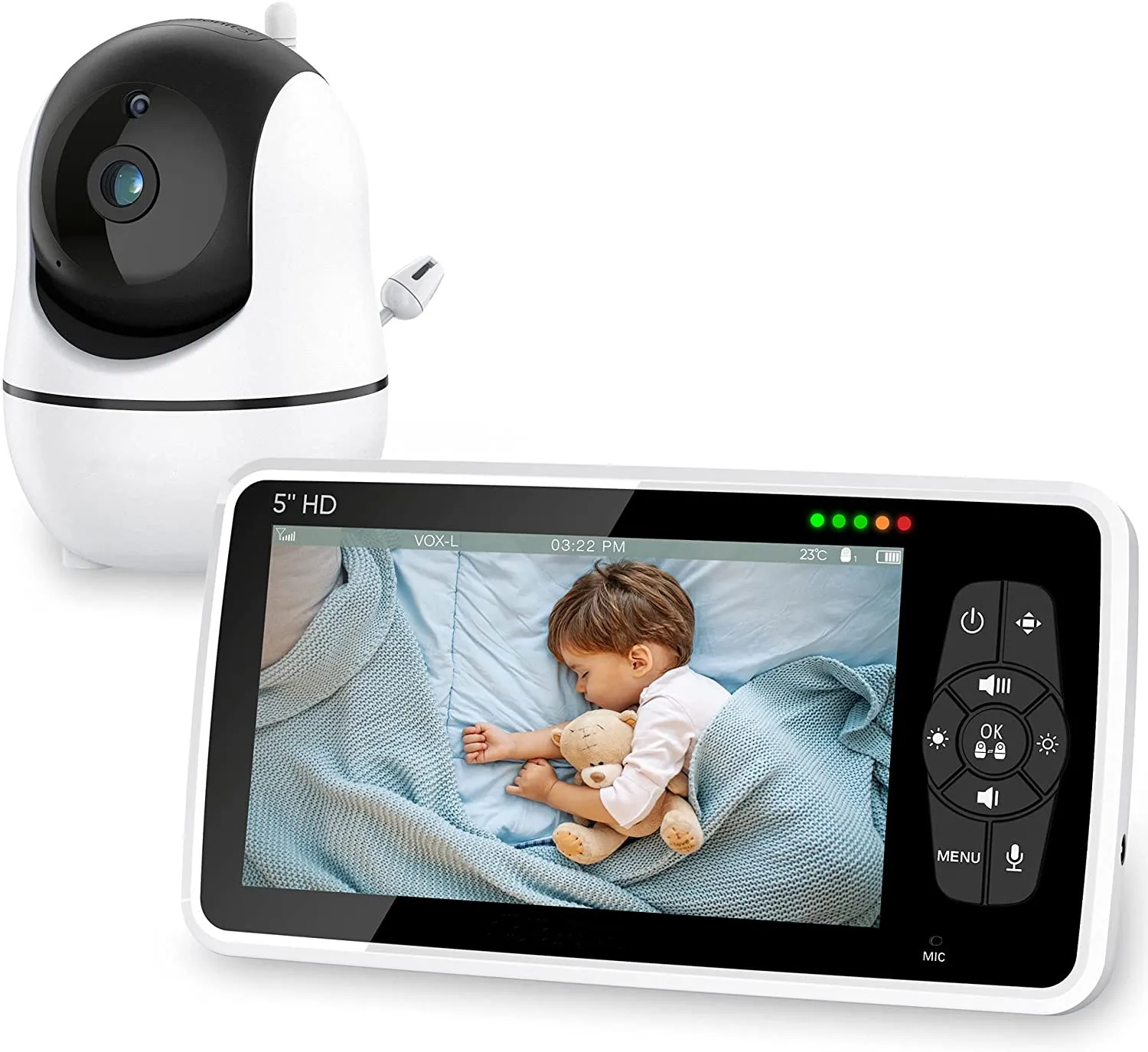 

5.0 Inch Baby Monitor with Camera Wireless Video Nanny 720P HD Security Night Vision Temperature Sleep Remote 2 Way Audio