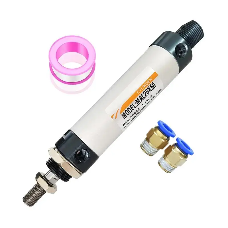 MAL16 20 25 32 40mm Bore Mini Double Action Pneumatic Air Cylinder Piston 25 50 100 200 400 500mm Stroke Aluminum Small Part