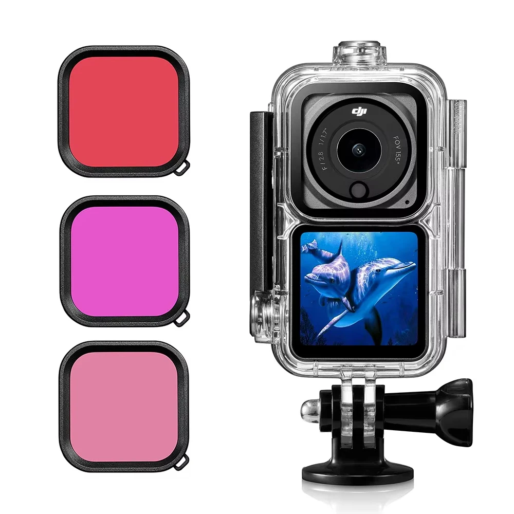 

For DJI Osmo Action 2 Camera 60M Underwater Waterproof Protector Diving Housing Case Cover Shell With Filter