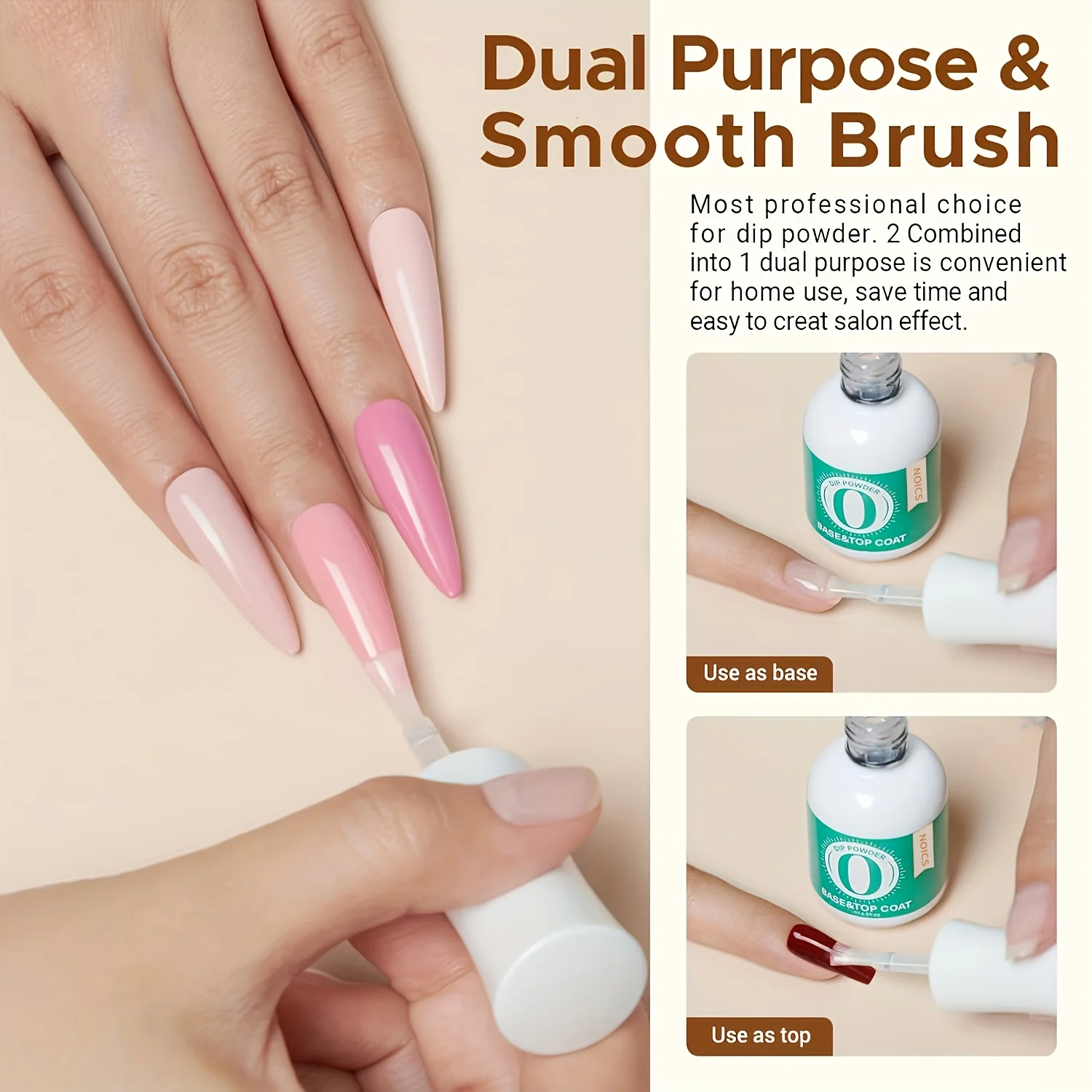 2-in-1 Dip Powder Base & Top Coat with Activator - Fast-Dry, Odorless Nail Kit for DIY Manicures, 0.5oz Each, Perfect Gift for