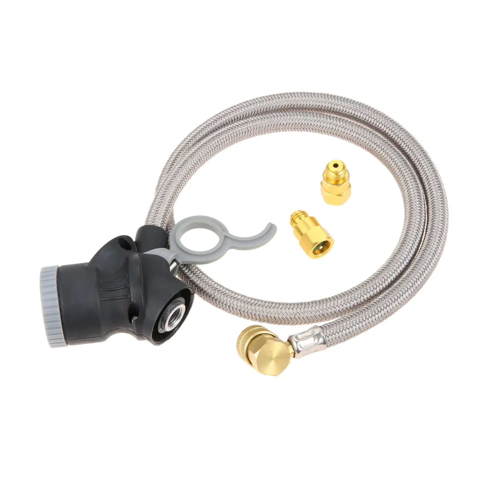 R134A AC Refrigerant Charge Hose Kit with Gauge,Car HVAC Refrigerant Recharge Kit,1/2\'\' Acme Female to 1/2\'\' Male Flare Adapter
