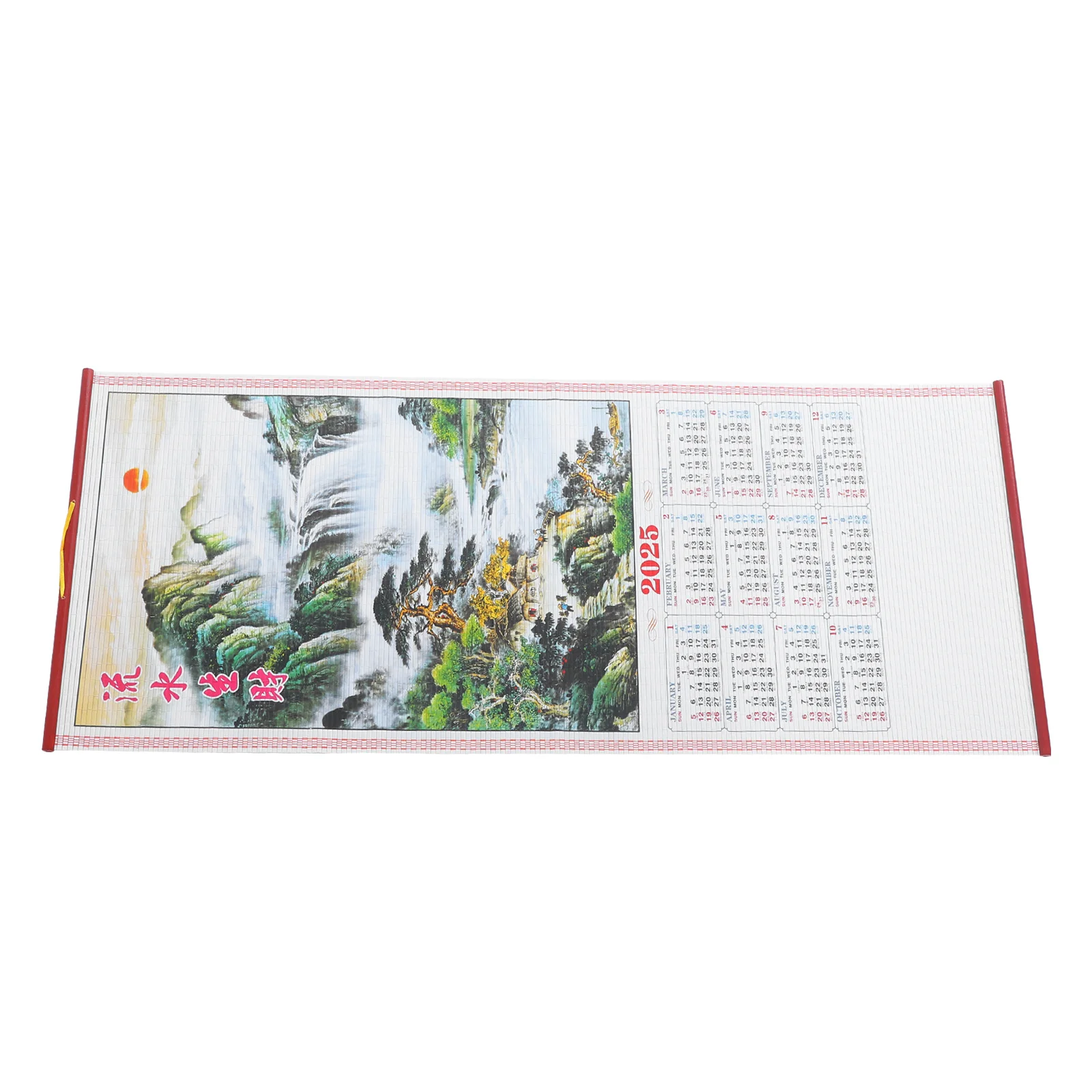 Imitation Rattan Hanging Scroll Calendar Small Wall Office Planner Monthly Schedule Clear Printed Yearly Design