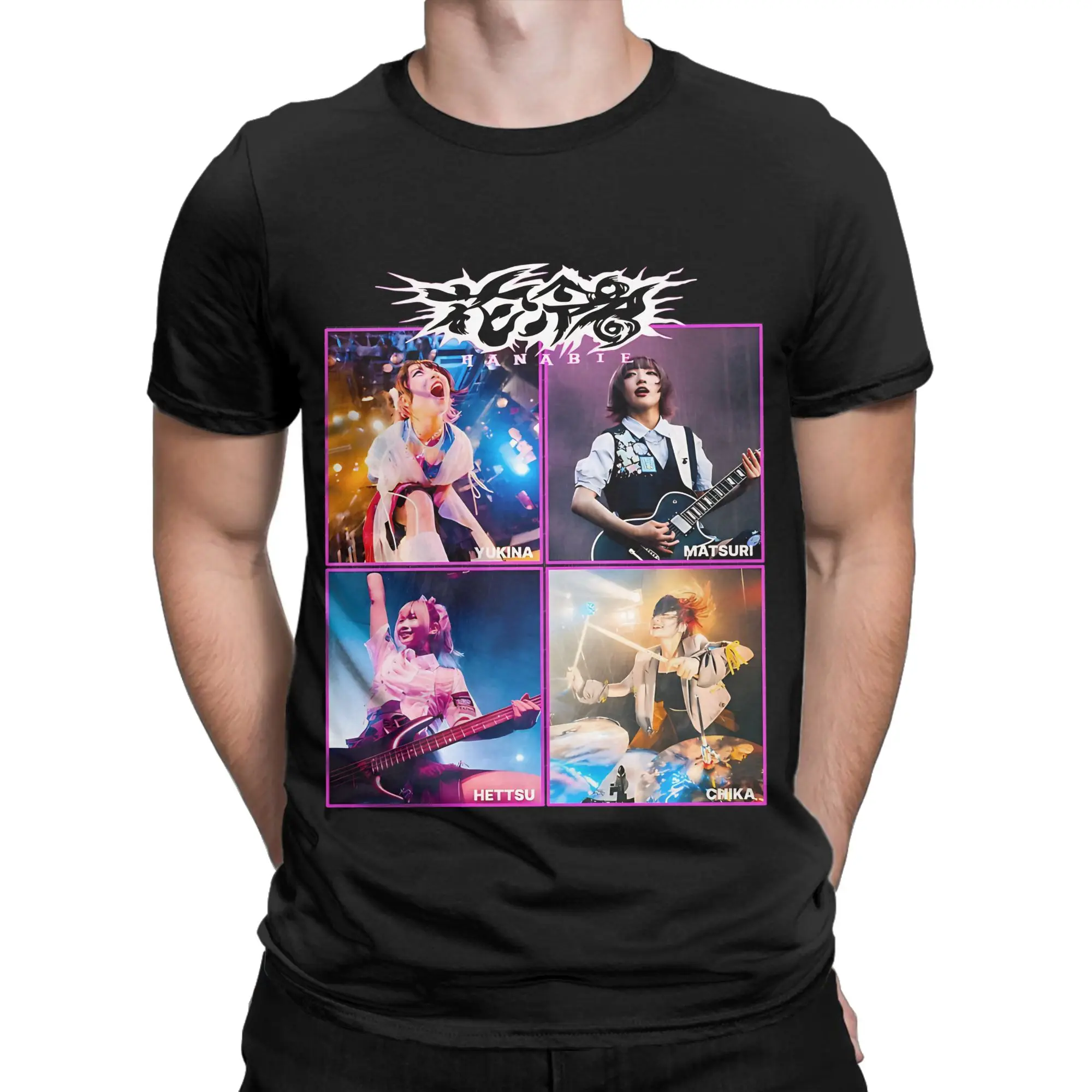 Hanabies Band  Essential Funny 100% Cotton T-Shirt Hanabie Tops Tees For Men