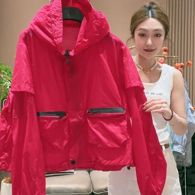 Summer UPF50+ Windbreaker Women Casual Loose Lightweight Breathable Jacket Women's Fishing Sport UV Protection Skin Hooded Coat