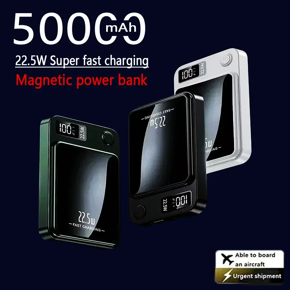 

50000mAh Wireless Power Bank Magnetic attraction Portable Power bank Type C Mini Ultra fast charging