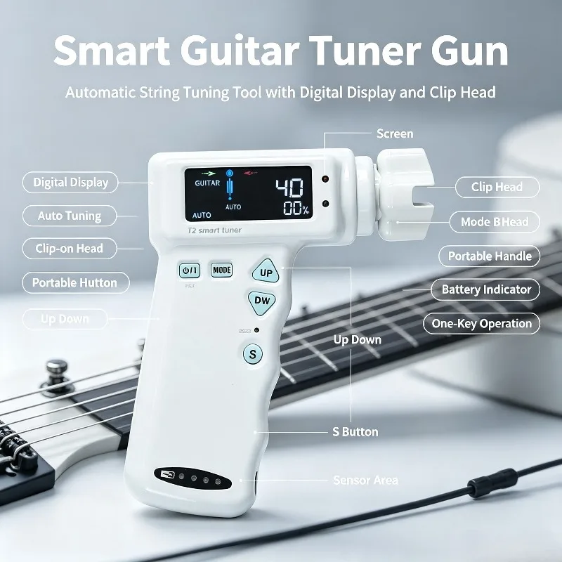 Electric String Winder Automatic Tuner Intelligent Calibrator For Acoustic And Electric Guitar String Replacement Musical