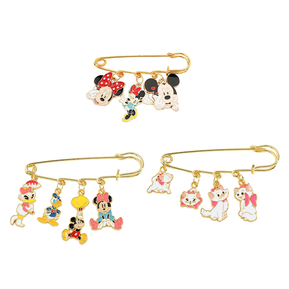 3 Pcs Cartoon Animation Brooch Creativity Mickey Mouse Mary Cat Enamel Pin Metal Badge Jewelry Backpack Cap Clothes Accessory