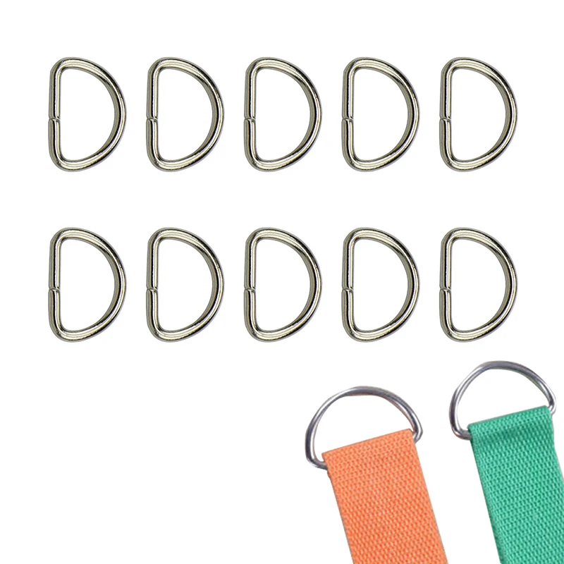 10Pcs Metal D Ring D-rings Purse Buckles For Clothes Bag Case Strap Web Belt