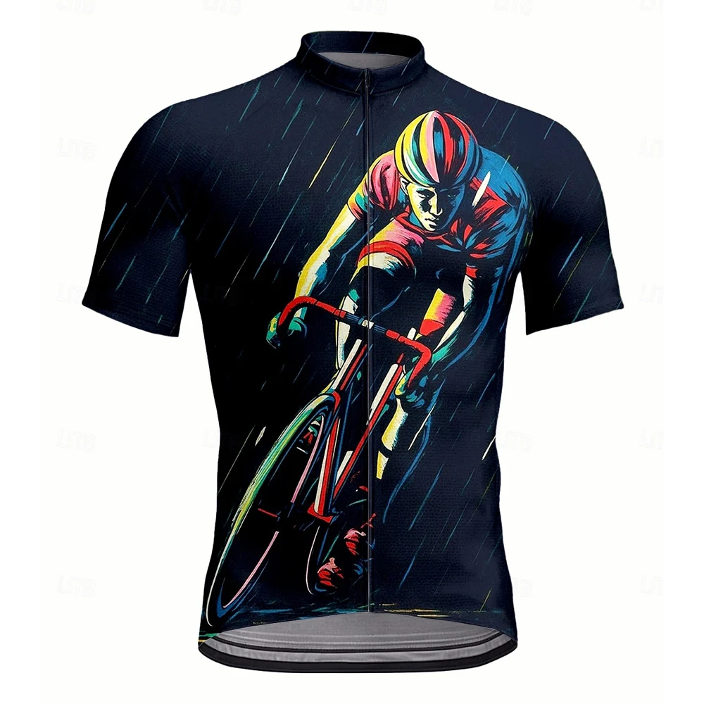 

Men Short Sleeve Cycling Jersey 3 Pockets Breathable Quick-Drying BIke Clothing Mtb Jersey