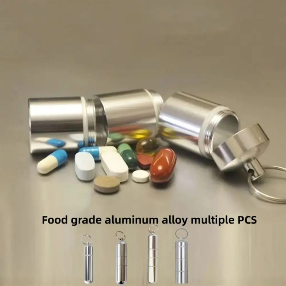 

Aluminum Key Chain Medicine Box Pocket Design Portable Pill Bottle Storage Case Durable Lightweight Medicine Container Outdoor