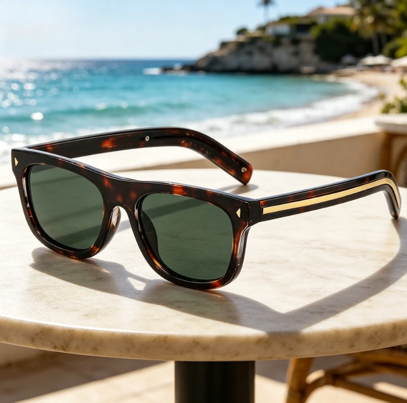 Vintage klassische quadratische Nieten-Sonnenbrille, Sonnenschutz, UV400, blendfrei, für Outdoor, Fahren, Strand, Reisen, Sonnenbrille für Männer und Frauen