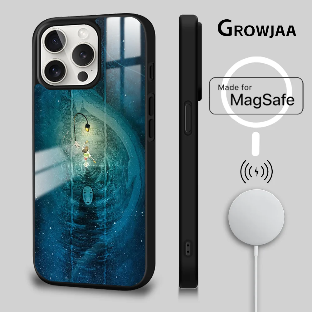 Anime S-Spirited A-Away Phone Case For iPhone 16 15 14 13 12 11 Pro Max Plus Mini Magsafe Mirror Wireless Magnetic Cover