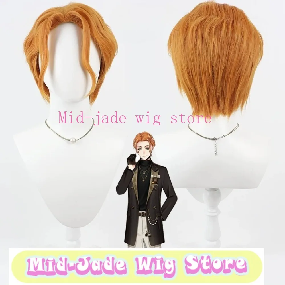 Cater Diamond Cosplay Wig Short Orange Fluffy Root Heat Resistant Synthetic Hair for Role Play Party