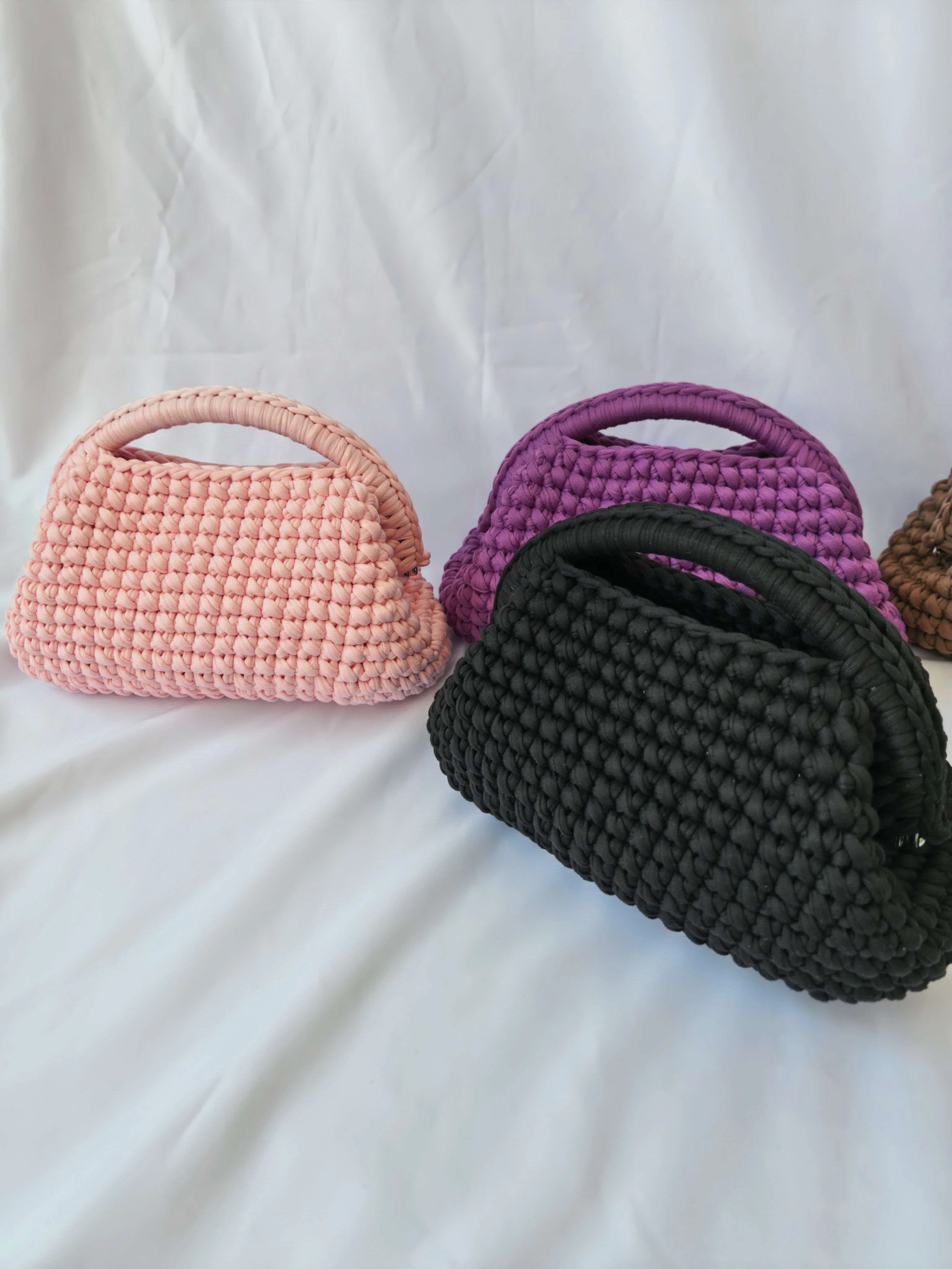 Handgestrickte Modische Clutch-Tasche für Damen, Makronen-Bonbonfarbene Gestreifte Leinen-Webe-Umhängetasche – Detail 8