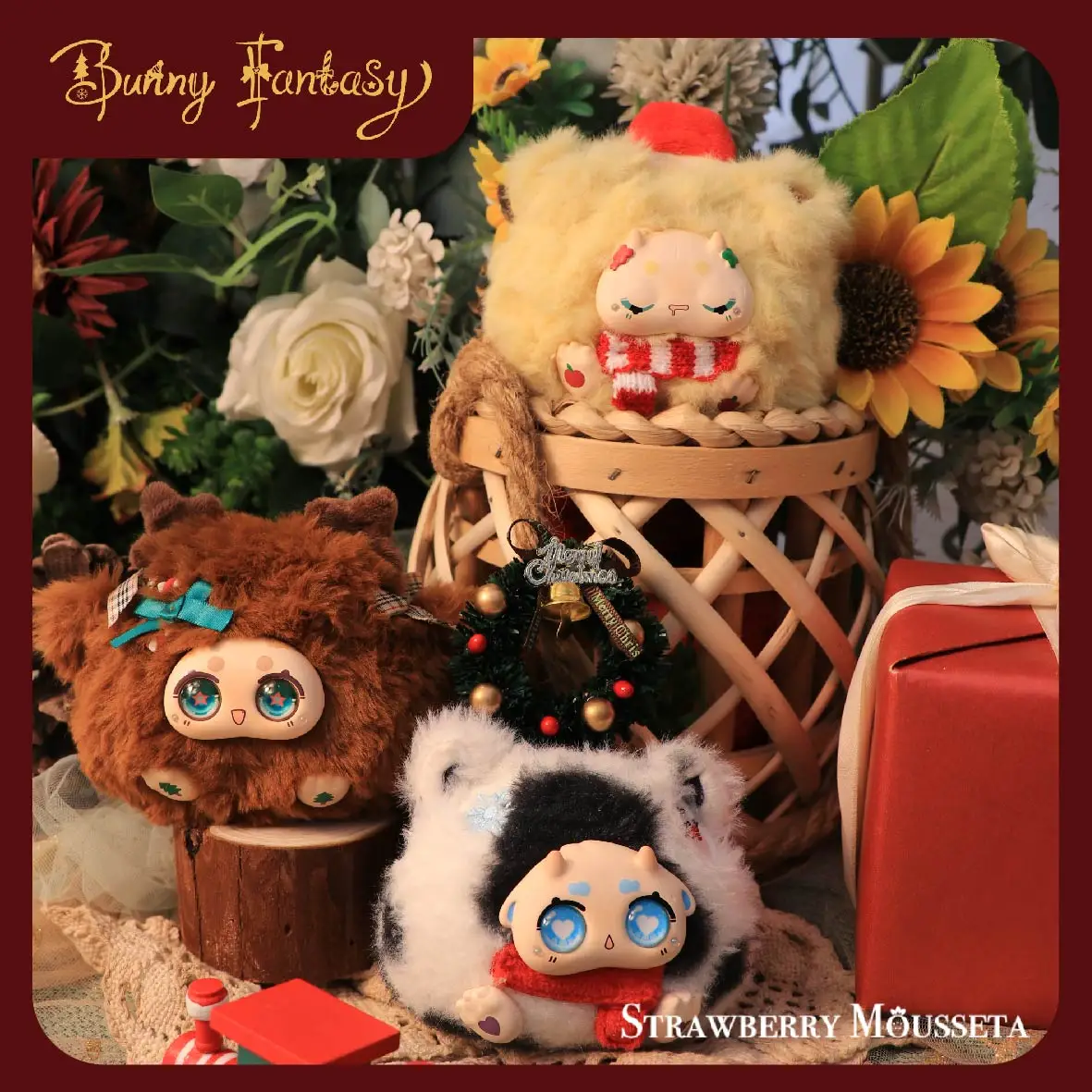 

Bunny Christmas Party Series Blind Box Official Strawberry Mousseta Cute Plush Doll Trendy Play Mystery Box Decor Toys Xmas Gift