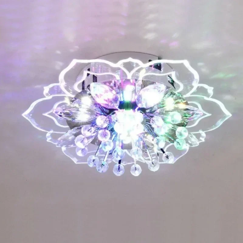 Creativo LED Plafoniera Fiore di cristallo Lampadario Camera da letto Corridoio Soggiorno Lampada a sospensione Camera da letto Decorazione della cucina Luce