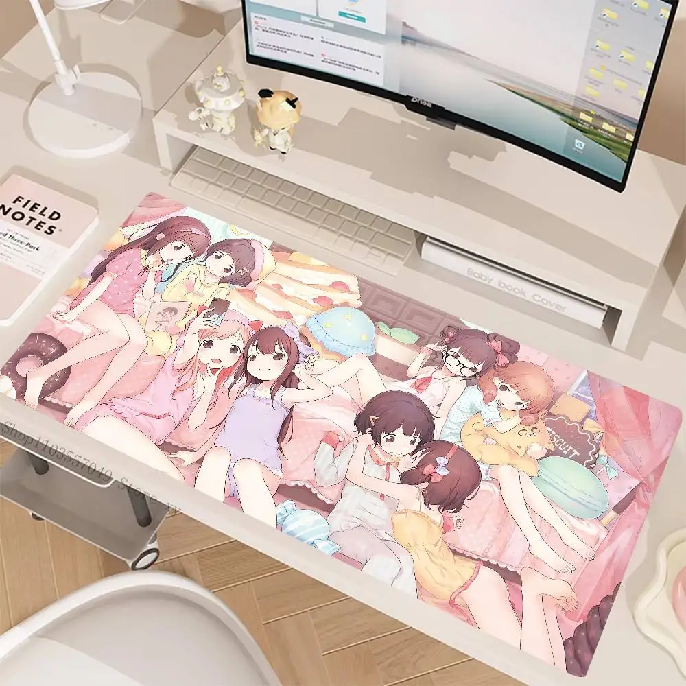 لطيف لولي أنيمي الفتيات ماوس الوسادة كبيرة لوحة المفاتيح حصيرة مكتبية الألعاب ماوس الوسادة LockEdge سجادة ضد الإنزلاق