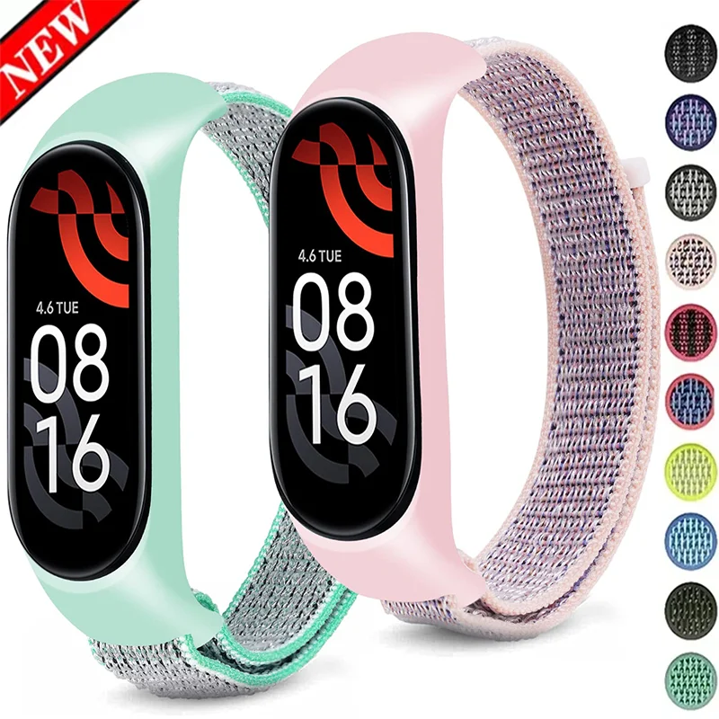 Bracelet for mi band 7 6 Strap Nylon Sport loop watch Belt pulsera correa Mi band 4 Wristband for xiaomi Mi band 5 4 3 Bracelet