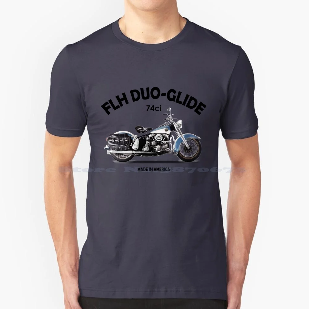 The Model Flh 1958 T Shirt 100% Cotton Tee Motorcycle Classic Motorcycle Vintage Motorcycle Transportation Antique Vintage