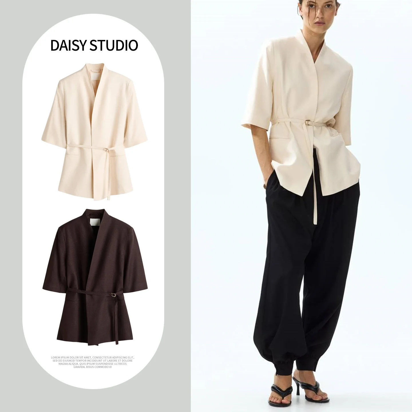 Summer New Arrival Women's Loose Fit Single Button V Neck Short Sleeve Suit Jacket Top French Style Polyester Fiber 100%