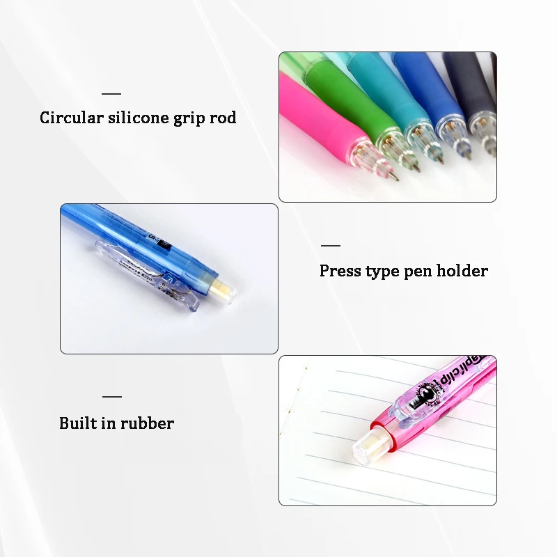 Stationery Automatic Pencil 6 Colors Mechanical Pencil Scalable Pen Tip Soft Pen Grip Exquisite Portable School Office Supplies