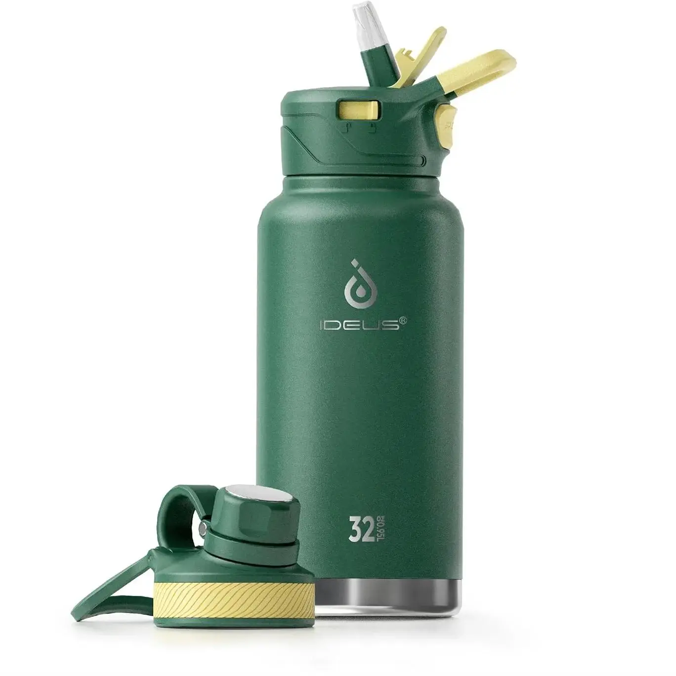 

Изолированная бутылка для воды Ideus из нержавеющей стали 946 мл с 2 герметичными LIDS, портативная соломенная изоляционная чашка большой емкости, подходит