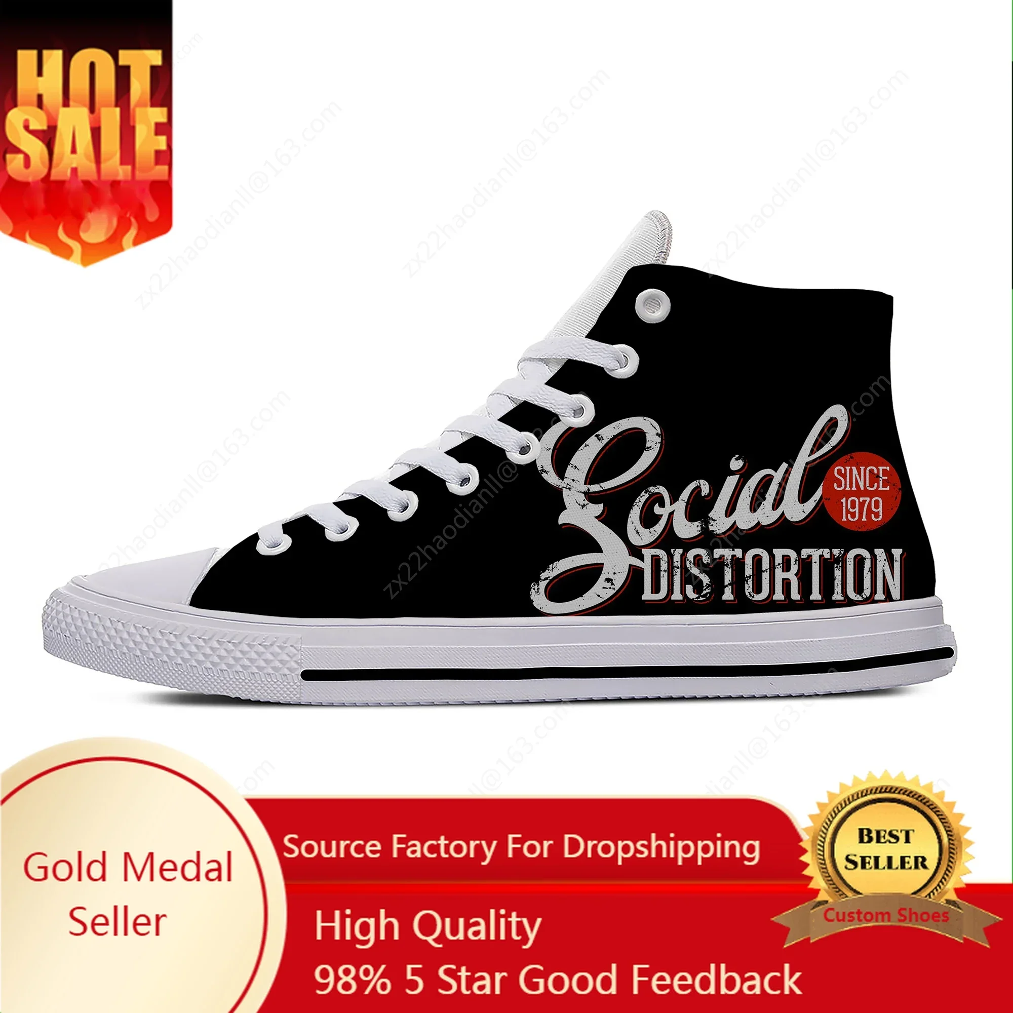 Music Band High Top Sneakers Social Distortion Mens Womens Teenager Casual Shoes Running Shoes 3D Print Lightweight shoe