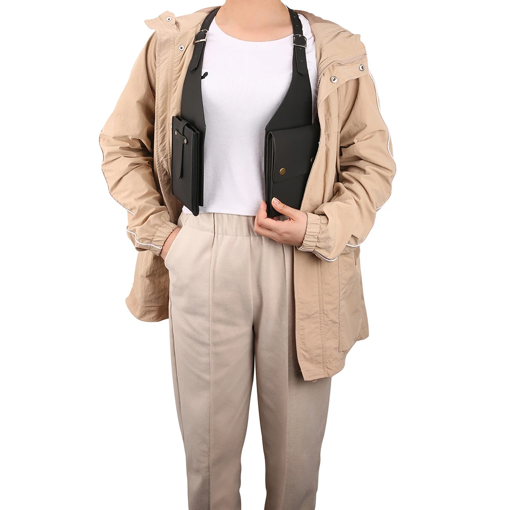 

PU Leather Double Shoulder Armpit Tactical Bag With Strap Hidden Wallet Phone Pocket Anti-Theft for Men Women Travel Outdoors