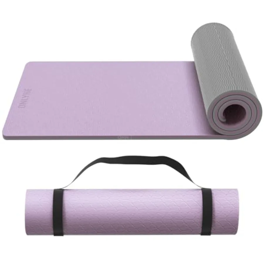 Extra Dicke 12mm TPE Yogamatte mit Tragegurt Rutschfest für Gymnastik Pilates Heimtraining Fitness-Studio Boden Fitness in Schwarz