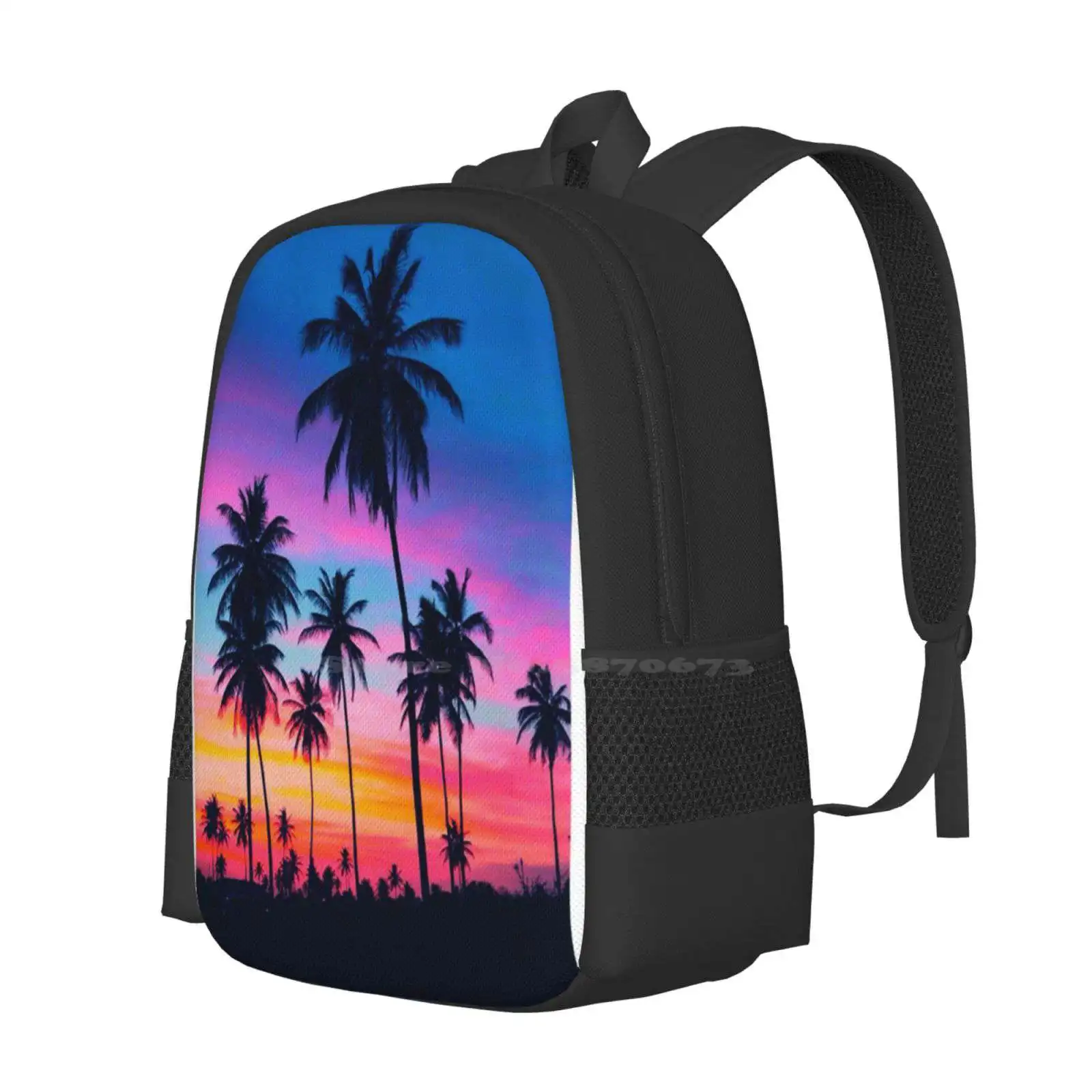 Tropical Palm Tree Sunset Hot Sale Schoolbag Backpack Fashion Bags Tropical Palm Tree Sunset Beach Hawaii Island Fruit Sand Sea