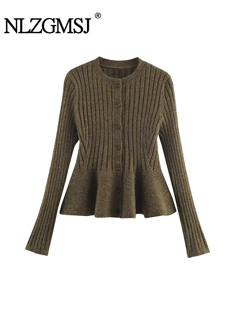 

NLZGMSJ женский вязаный свитер весна-осень с длинными рукавами и оборками эластичный тонкий кардиган женский укороченный топ Y2K