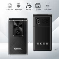 Unlocked Folding Elderly Phone Dual SIM Flashlight Large Button Speed Dial Blacklist FM Flip Cellphone For Seniors Budget Price