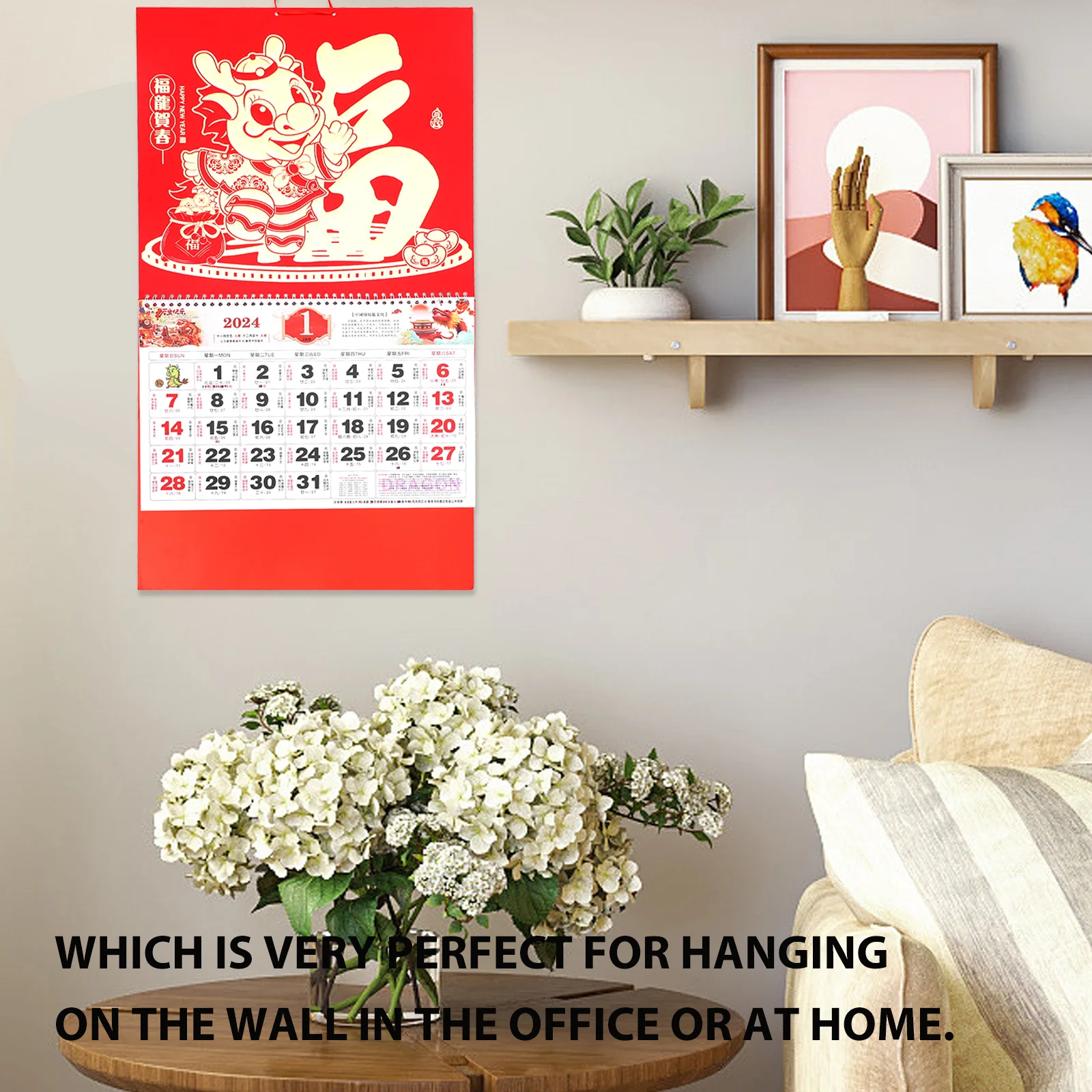 

2024 Wall Chinese Style Lunar Hanging For Home Office Year Of Dragon Paper Calendar 2024 New Year Decorative Hanging Calendar