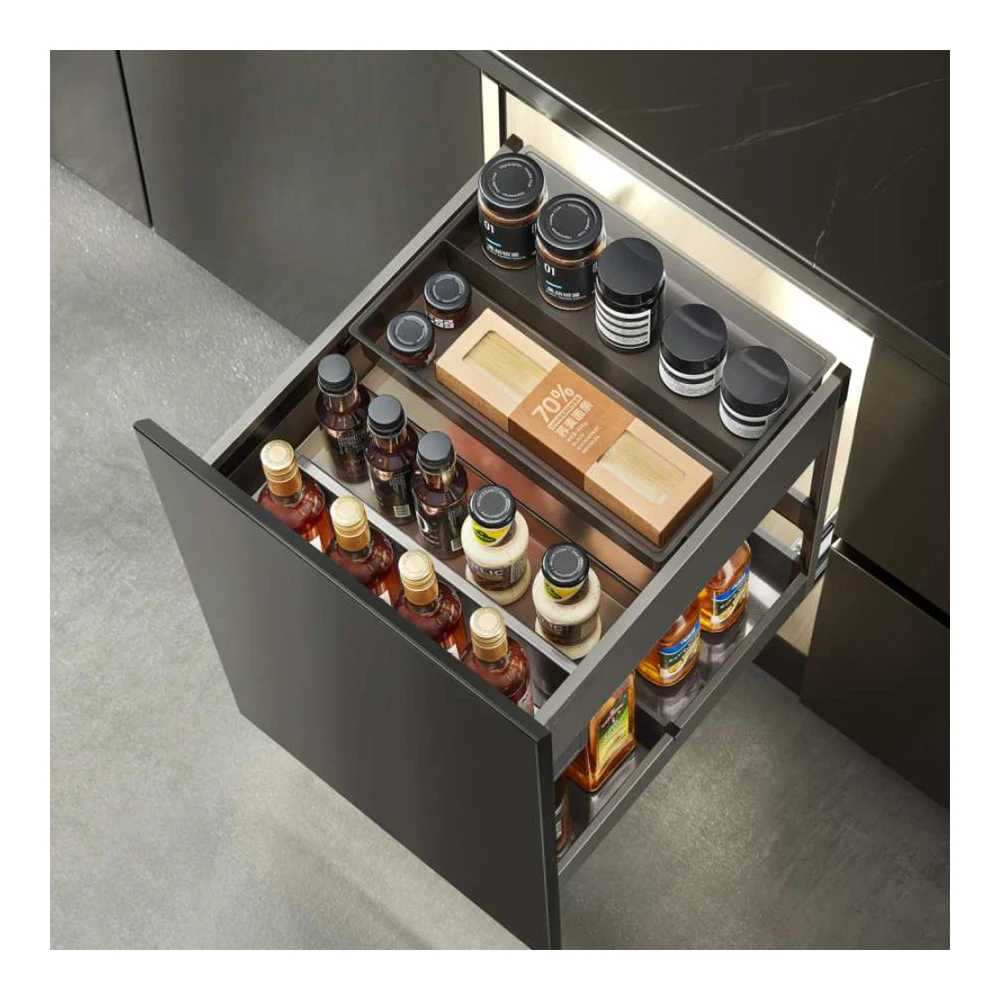 Kitchen Seasoning Basket Pull Out Drawer Double Layer Basket