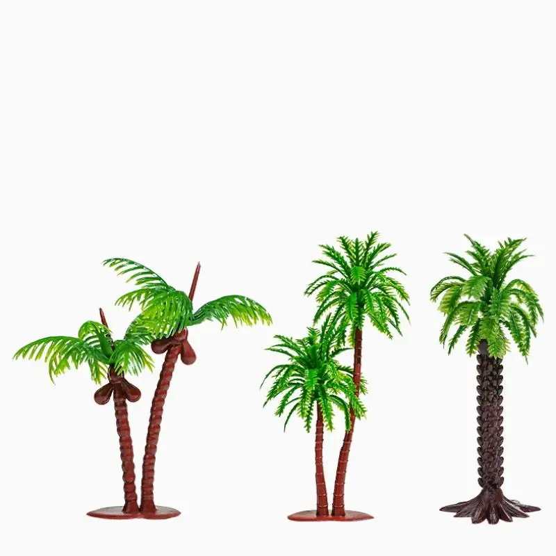 5PCS Simulated Coconut Tree Rainforest Train Railroad Decor Dollhouse Simulation Coconut Palm Tree Model Building Landscape