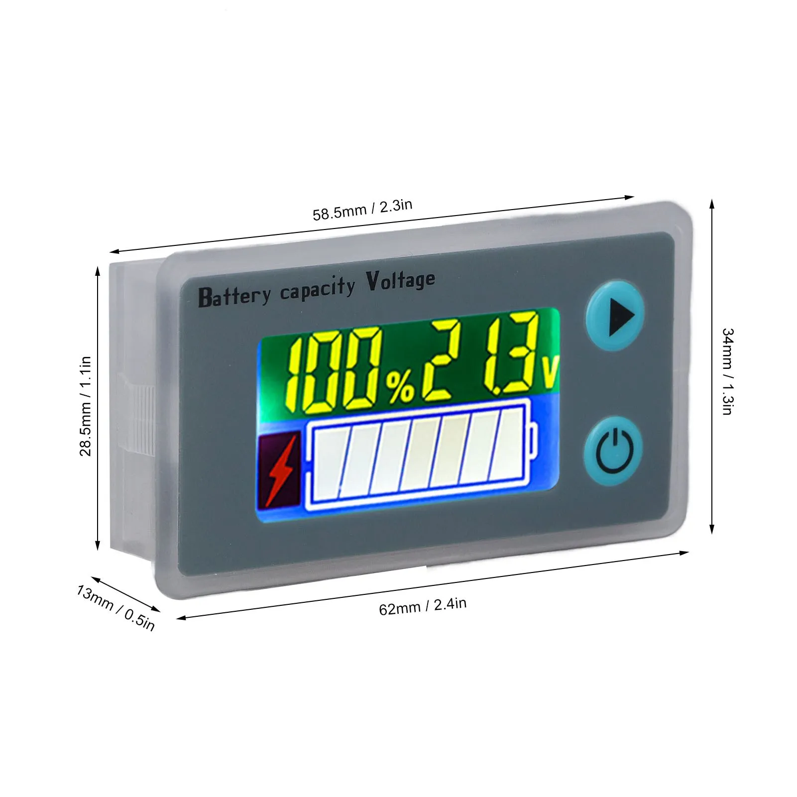 Indicador de bateria digital, LCD, testador de tensão de capacidade para motocicleta, ácido, Li Ion Baterias, 10-100V