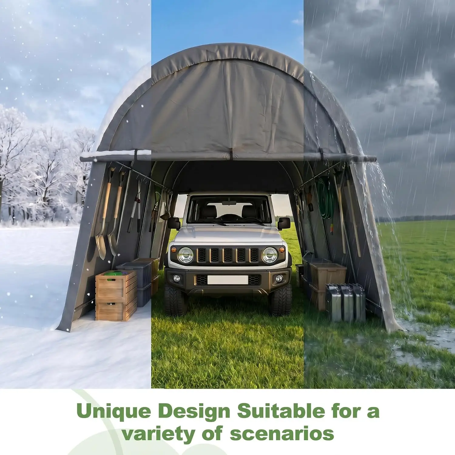 10x15 Carport Canopy Heavy Duty Portable Garage Tent with Double Zippered Roll-up Doors & Vents, Large Space Car Port, Custom