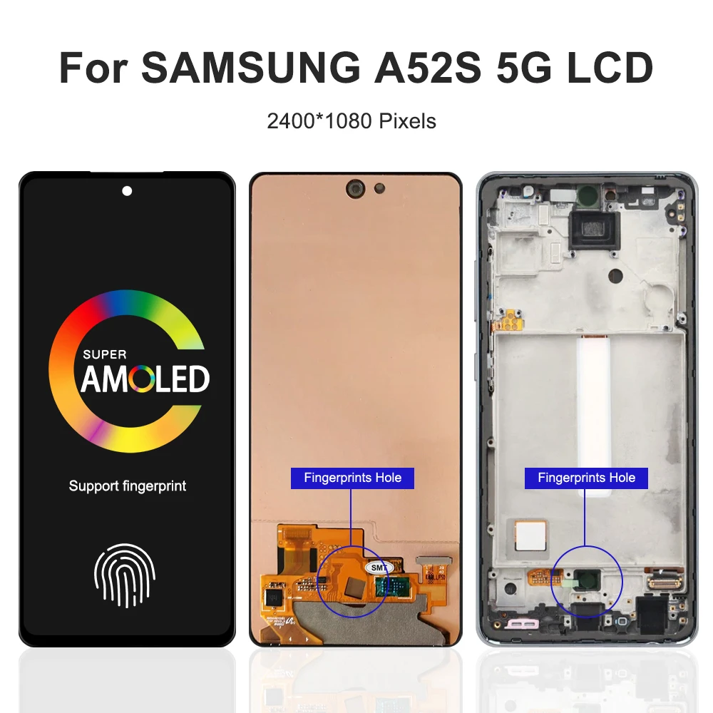 A52S 5G para Samsung para AMOLED A528 A528B A528B/DS A528N pantalla LCD reemplazo del ensamblaje del digitalizador de pantalla táctil