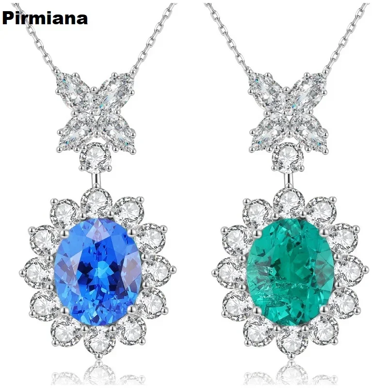 Pirmiana New S925 Silver 4.41ct Lad Grown Cobalt Spinel Wisiorek Naszyjnik Wysoka Fine Jewelry dla kobiet Prezent na imprezę