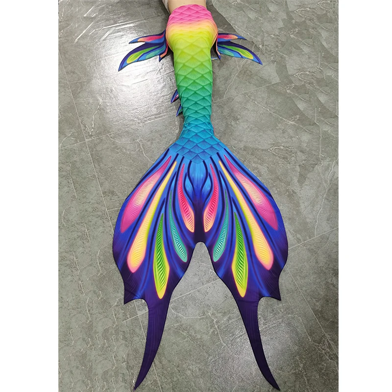 Great Quality Unisex Mermaid Tail Swimsuit Colourful Plus Size Mermaid Skin Costume with Bikini Costume Fitness Swimwear Fin