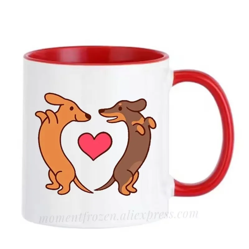 Dachshund Weiner Dog Mugs, Papa Drinkware, Mom, Dad Mug, Home Decal, Coffeeware, Wife, Husband, Couples Tableware, Friends Gifts