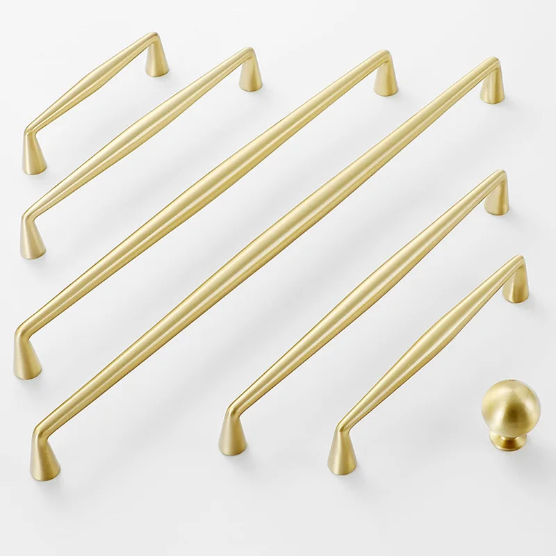 Brass Gold Black Gray Cabinet Handle and Knobs Nordic Wardrobe Bar Pull Furniture hardware Brass Knob American Simple Handles