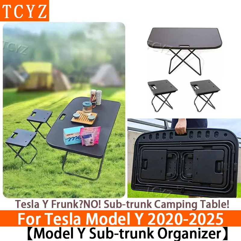 Portable Trunk Picnic Table for Model Y Juniper 2025 & Model Y 2020-2025 Travel Folding Work Rest Camping Board Accessories