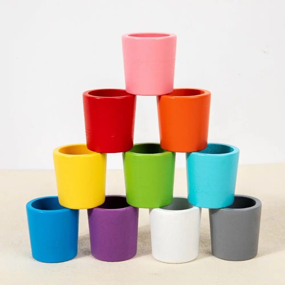 Juego clasificador de 10 colores, juguetes, juegos cognitivos, pelotas de educación temprana en tazas, entrenamiento de madera Montessori, clasificación, juguetes a juego