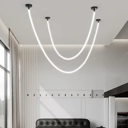 Lustre Minimalist Hose Chandelier Lamps Silicone Light 360 Degree Lighting Living Room LED Hanging Lamp for Dining Room Kitchen