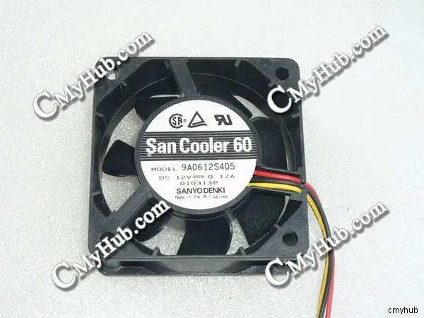 For SANYO DENKI 9A0612S405 DC12V 0.17A 6025 6CM 60MM 60X60X25MM 3pin Cooling Fan 9A0612S405