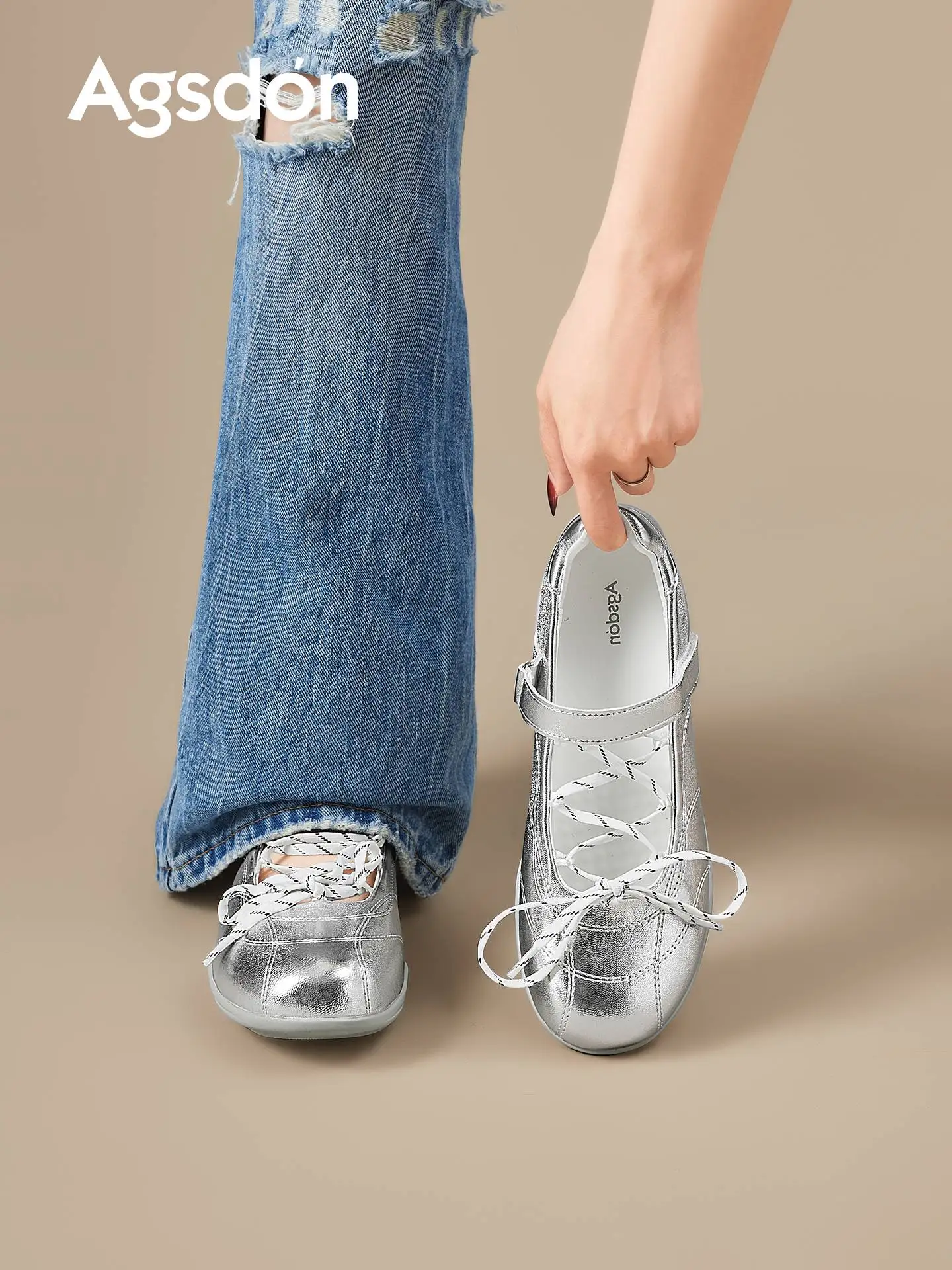 

Agsdon Silver Ballet Dequn Shoes Women's 2026 New Summer Mary Jane Sports Shoes Cool Single Shoes Casual Cross Strap