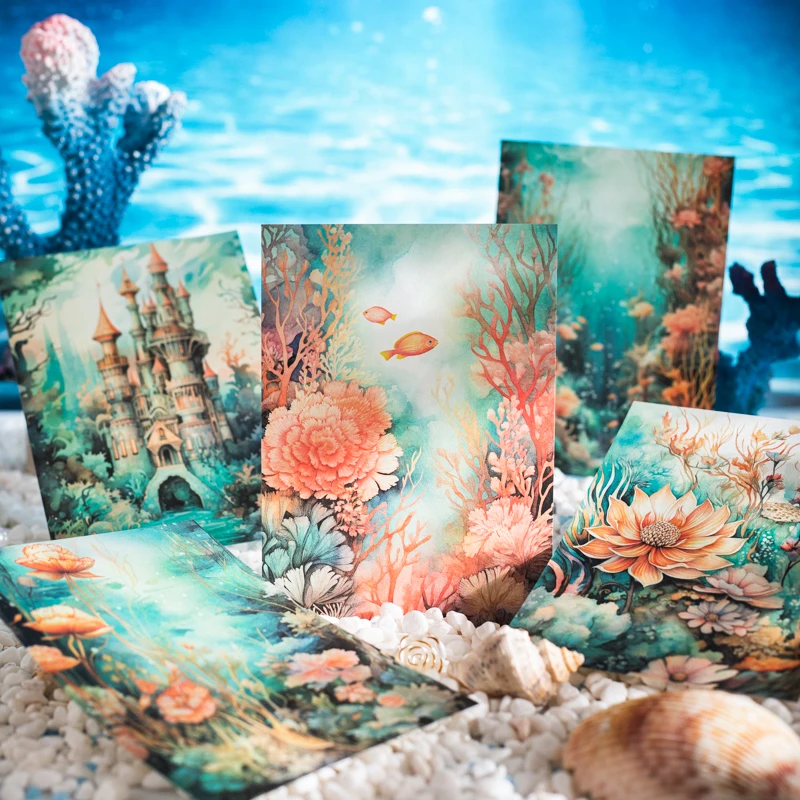 30pcs/lot Memo Pads Material Paper Deep Sea Journey Junk Journal Paper diary Scrapbooking Cards Background Decoration Paper